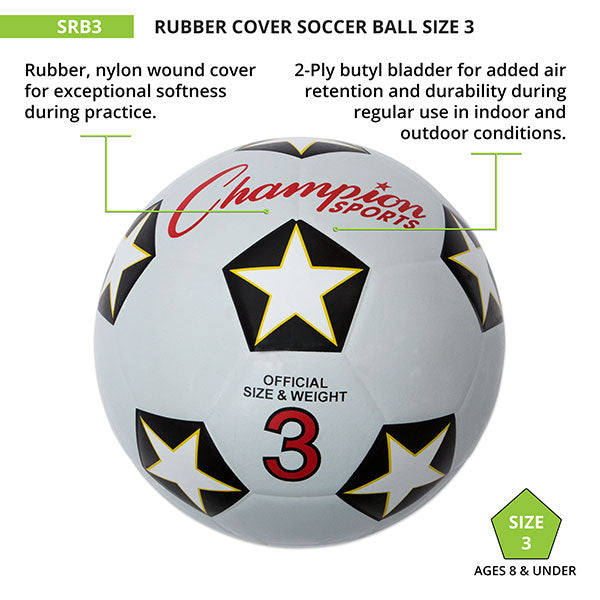 Champion Sports Rubber Soccer Balls - Pack of 3